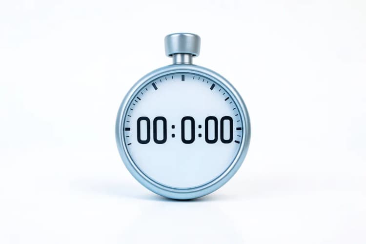 Um cronômetro digital mostrando '00:00:00' em um fundo limpo.
