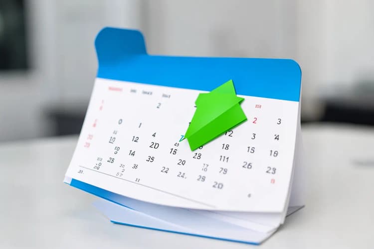 Um calendário com uma seta verde apontando para o futuro, indicando o prazo para resultados.