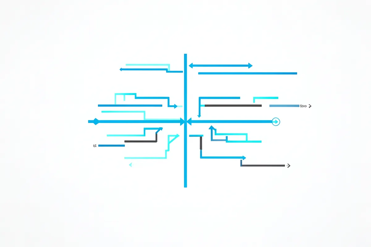 Diagrama de fluxo com setas coloridas indicando diferentes caminhos de tráfego online.